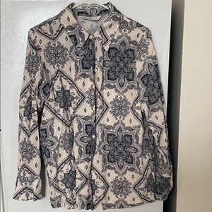 Tu Made‎ In Morocco Size 16 Women’s Floral Patterned Button Up Long Sleeve Shirt